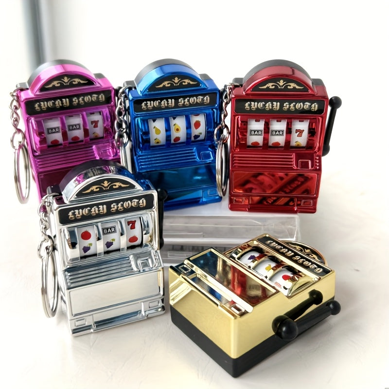 Funky Style Slot Machine Keychain, Novelty Plastic Mobile Phone Pendant, Creative Bag Charm, Unique Accessory for Gaming Enthusiasts