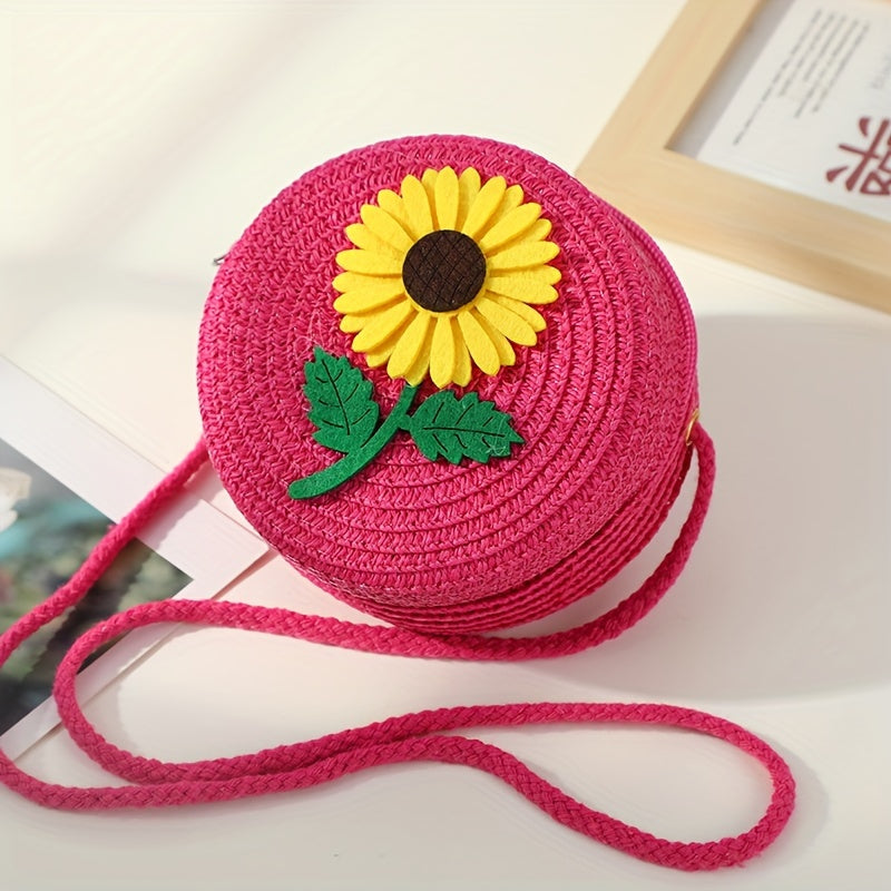 Chic Summer Straw Crossbody Bag for Youngsters - Durable, Zip Closure, Perfect for Beach & Everyday Use