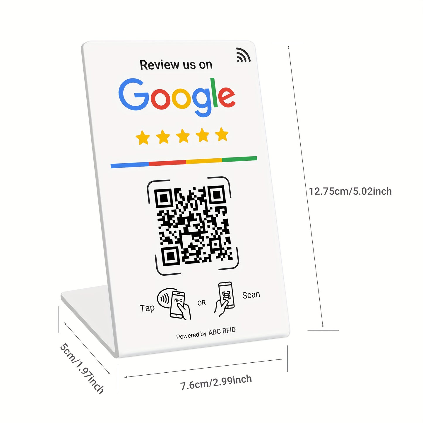 Social Media Integration Stand for Businesses - NFC Tap & QR Code, Easy Setup with Review Link ManaSynthetic Gemstoneent, Durable PVC, Perfect for Google Reviews and Social Media Integration, Social Media Stand
