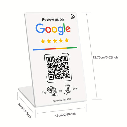 Social Media Integration Stand for Businesses - NFC Tap & QR Code, Easy Setup with Review Link ManaSynthetic Gemstoneent, Durable PVC, Perfect for Google Reviews and Social Media Integration, Social Media Stand