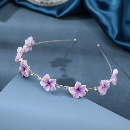 1pc Women's Sparkling -like Light Blue Floral Headband with Delicate Flower Petals & Secure Hair Clip - Elegant Hair Accessory for Weddings, Parties, Casual Attire - Comfortable Hair Band for Sensitive Scalp, Non-Irritating H