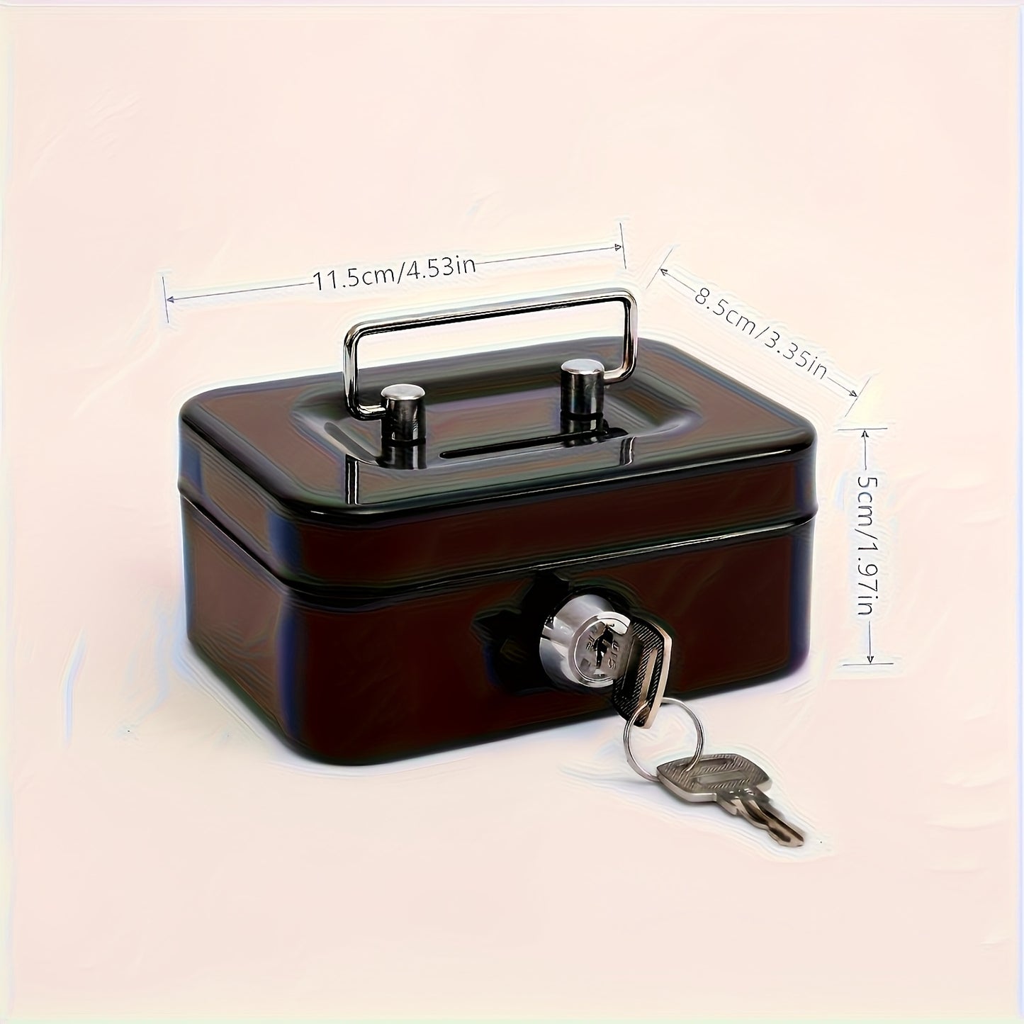 [Two Colors Optional]1pc Metal Key Lock Storage Box, Money Box, Adult Safe, Coin Safe, Adult Safe, Safe, Cash Register 4.5 * 3.8 * 2.3 Inches / 11.5 * 9.9 * 5.8 Cm