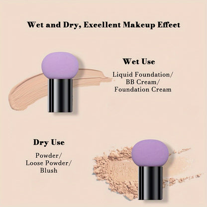 2pcs Handle Mushroom Makeup Sponge Portable Makeup Powder Puff Suitable for Wet and Dry Use Face Mushroom Head Makeup Sponge Foundation Makeup Sponge Powder Puff Beauty Tool Smooth Sponge