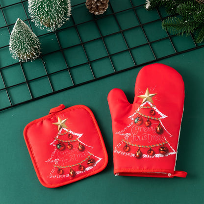 Festive Christmas Oven Mitts - 2 Pieces Set: Perfect for Baking and Cooking - Hand Wash Only - 17cm x 6.69in