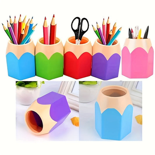 6pcs ABS colorful desktop creative cartoon pen holder, suitable for office, school, and home writing supplies storage box - ideal choice for pens, pencils, and accessories