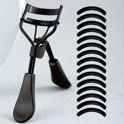 1 Portable Eyelash Curler with 15 Pads, Stainless Steel Curved Handle, No-Damage Lash Lifting, Enhances Eyes, Suitable for Women'S Eyelashes, Available in 3 Colors