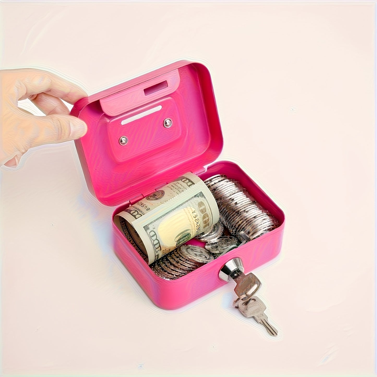[Two Colors Optional]1pc Metal Key Lock Storage Box, Money Box, Adult Safe, Coin Safe, Adult Safe, Safe, Cash Register 4.5 * 3.8 * 2.3 Inches / 11.5 * 9.9 * 5.8 Cm