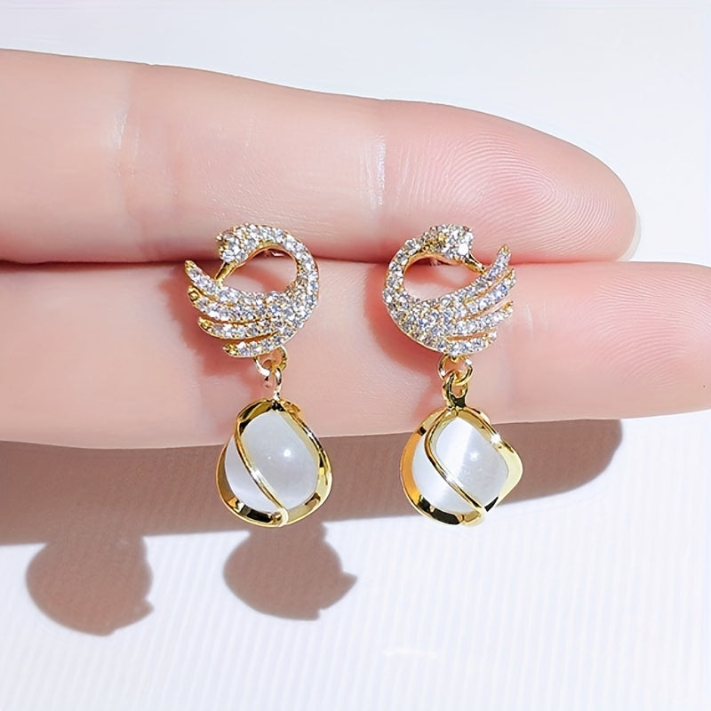 Fashionable Creative Swan Pendant Earrings Classic