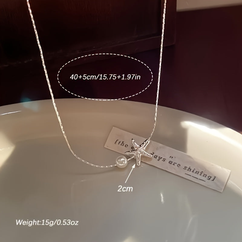 1pc Simple Starfish Necklace for Women, Unique Design Sense, Versatile and Exquisite Star Accessory