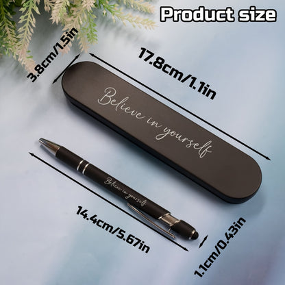 Aurora Pen C1 - Custom Ballpoint Pen - with Name And Gift Box, Personalized Teacher Pen, Customizable Gel Pen, Can Be Personalized with Text, Birthday Gift, Teacher'S Day Gift, Black, for Friends, Couples, Family, Office.