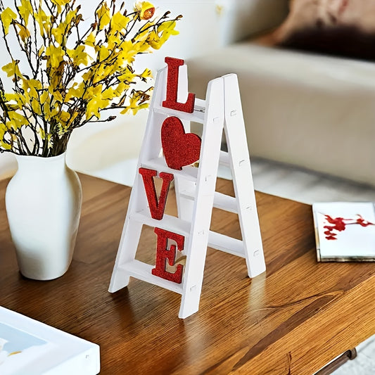 2D Flat 1pc Ladder Love Model Letter Decoration, Handmade Apple Box Ornament for Desktop Display, Office Desk Decor, Wooden and Acrylic, Bedroom Decor, Abstract Theme, No Electricity Needed, Indoor Use, Bedroom Decor|Modern D