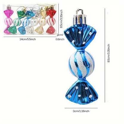 6-Pack Classic Candy Cane Christmas Ornaments - Plastic Hanging Decorations for Tree, No Electricity Needed, Christmas Holiday Decoration Set