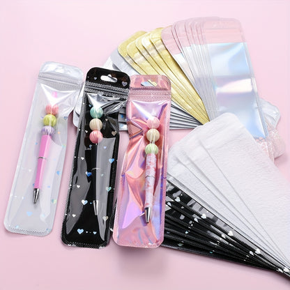 50pcs Transparent Plastic Ziplock Bags, Jewelry Display Packaging Bags for Jewelry Packaging, Pen Display Thickened Long Ziplock Bags