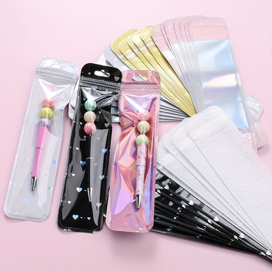 50pcs Transparent Plastic Ziplock Bags, Jewelry Display Packaging Bags for Jewelry Packaging, Pen Display Thickened Long Ziplock Bags