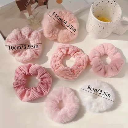 7pcs Premium Plush Hair Tie Set, Simple And Elegant, Suitable for Ponytails And Buns.