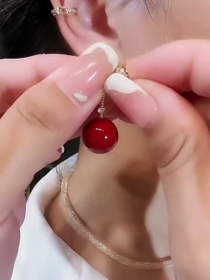 Rhinestone Heart Earring with Faux Imitation Pearl