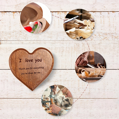 Heart-Shaped Bamboo Gift Box With Heart-Shaped Pendant Necklace, Handmade Birthday Gift For Wife, Unique Gift For Her, Valentine's Day Gift For My Beloved, Anniversary Gift