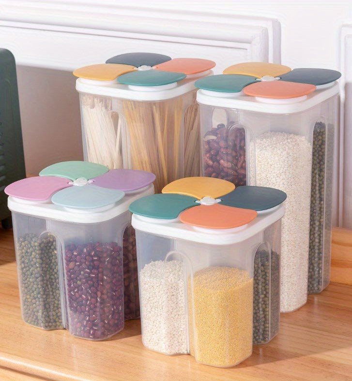 1pc Moisture-Proof Cereal Jar with Divided Compartments - Perfect for Home Kitchen Storage