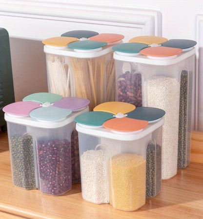 1pc Moisture-Proof Cereal Jar with Divided Compartments - Perfect for Home Kitchen Storage