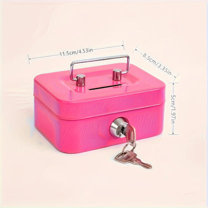 [Two Colors Optional]1pc Metal Key Lock Storage Box, Money Box, Adult Safe, Coin Safe, Adult Safe, Safe, Cash Register 4.5 * 3.8 * 2.3 Inches / 11.5 * 9.9 * 5.8 Cm