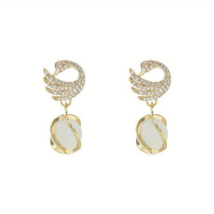 Fashionable Creative Swan Pendant Earrings Classic