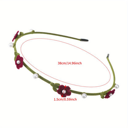 Elegant Faux Pearl Decorative Head Band, Flower Hair Hoop, Bowknot Hair Band, Retro Velvet Hair Accessories For Women And daily use