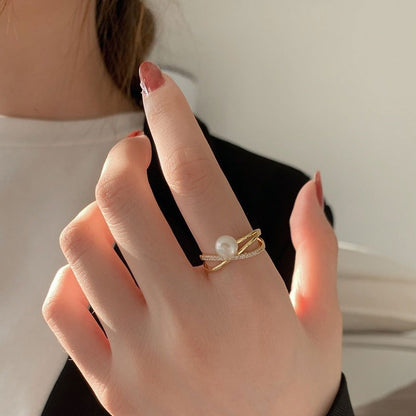 A Delicate Freshwater Pearl Ring With A Japanese And Korean Style
