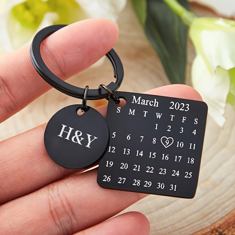 Customized Calendar keychain, laser engraving male and female couple calendar keychain, special date calendar keychain, personalized commemorative keychain, anniversary gift for women, gift for men, anniversary gift, birthday