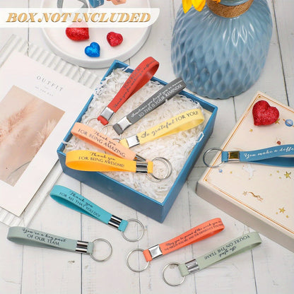 30 Pcs Inspirational Silicone Keychain Set – Employee Appreciation & Team Motivational Quotes – Durable Plastic & Metal Key Rings for Coworkers and Staff Gifts