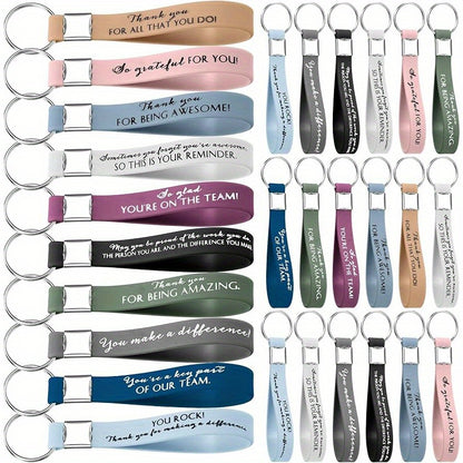 30 Pcs Inspirational Silicone Keychain Set – Employee Appreciation & Team Motivational Quotes – Durable Plastic & Metal Key Rings for Coworkers and Staff Gifts