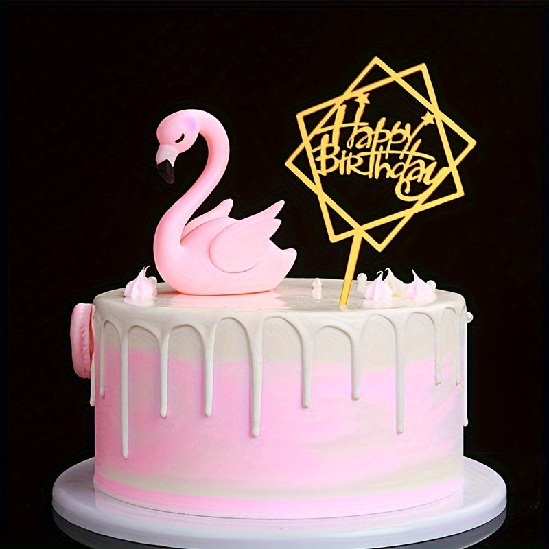 40pcs Acrylic Cake Toppers Set, Plastic Happy Birthday Letter Topper Cards, Golden Glitter Party Cake Decor, Creative Baking Supplies for Food Contact - Cake Decorating Kits