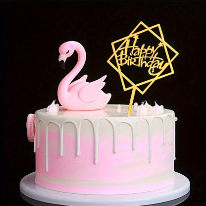 40pcs Acrylic Cake Toppers Set, Plastic Happy Birthday Letter Topper Cards, Golden Glitter Party Cake Decor, Creative Baking Supplies for Food Contact - Cake Decorating Kits