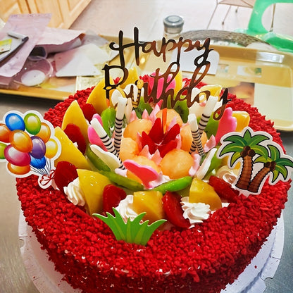 40pcs Acrylic Cake Toppers Set, Plastic Happy Birthday Letter Topper Cards, Golden Glitter Party Cake Decor, Creative Baking Supplies for Food Contact - Cake Decorating Kits