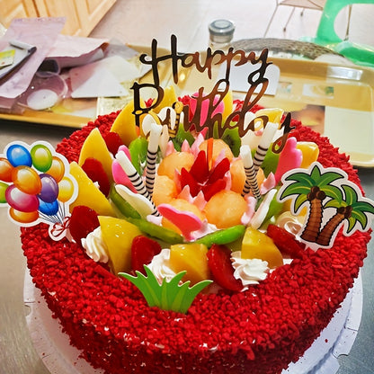 40pcs Acrylic Cake Toppers Set, Plastic Happy Birthday Letter Topper Cards, Golden Glitter Party Cake Decor, Creative Baking Supplies for Food Contact - Cake Decorating Kits