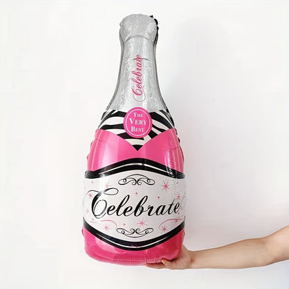 2pcs, Happy Birthday Champagne Bottle And Wine Glass Foil Balloons, Birthday Party Decorations, Photo Prop Decor, Celebration Decor, Birthday Gift, Atmosphere ArranSynthetic Gemstoneent, Home Decor, Scene Decor, Halloween Dec