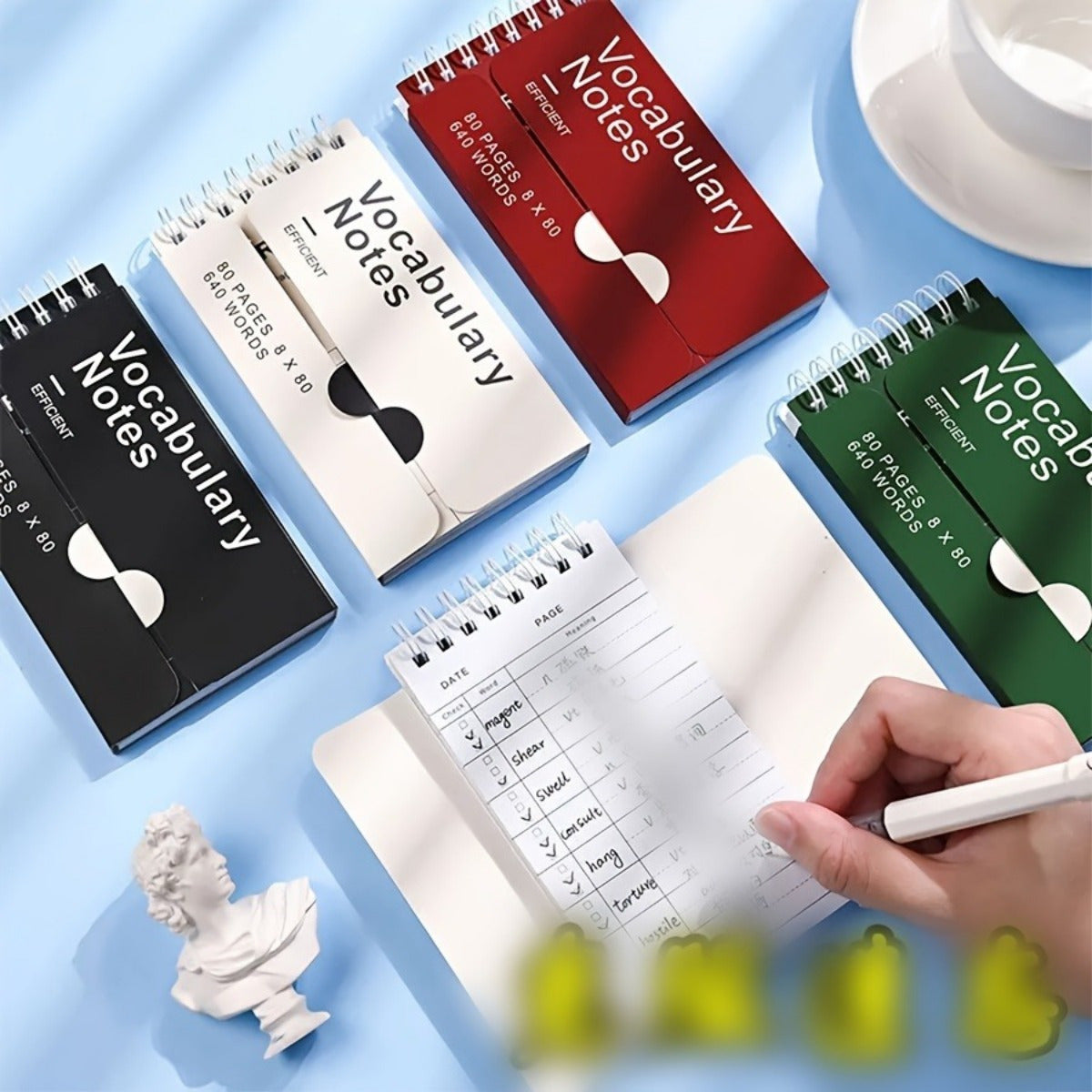 1pc Portable Vocabulary Memorization Notebook - Silent Writing Cover-Up Feature, Paper Material, No Feathers, College Ruled, Suitable for Ages 14+ - Pocket-Sized English/Japanese Language Learning Aid