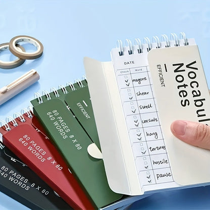 1pc Portable Vocabulary Memorization Notebook - Silent Writing Cover-Up Feature, Paper Material, No Feathers, College Ruled, Suitable for Ages 14+ - Pocket-Sized English/Japanese Language Learning Aid