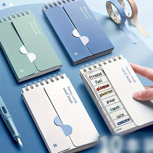 1pc Portable Vocabulary Memorization Notebook - Silent Writing Cover-Up Feature, Paper Material, No Feathers, College Ruled, Suitable for Ages 14+ - Pocket-Sized English/Japanese Language Learning Aid