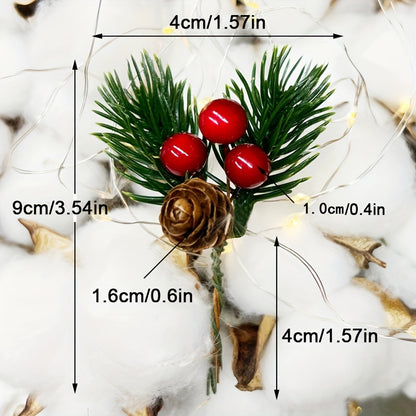 11pcs Artificial Pine Cones and Red Berries Set - Christmas Tree Toppers, Holiday Decorations, Craft Projects, Festive Home Decor, Christmas Decorations, Christmas Decor, Christmas Home Decor, Artificial Flowers