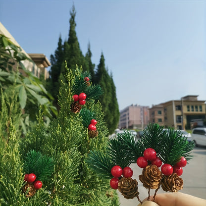 11pcs Artificial Pine Cones and Red Berries Set - Christmas Tree Toppers, Holiday Decorations, Craft Projects, Festive Home Decor, Christmas Decorations, Christmas Decor, Christmas Home Decor, Artificial Flowers