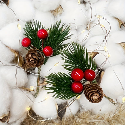 11pcs Artificial Pine Cones and Red Berries Set - Christmas Tree Toppers, Holiday Decorations, Craft Projects, Festive Home Decor, Christmas Decorations, Christmas Decor, Christmas Home Decor, Artificial Flowers