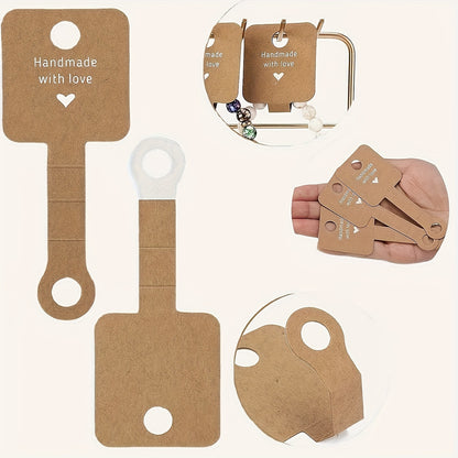 100pcs Self-Adhesive Jewelry Display Cards with Sturdy Clips - Perfect for Bracelets, Necklaces, Hair Ties, Keychains & More - Ideal Small Business Packaging Supplies