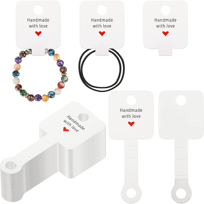 100pcs Self-Adhesive Jewelry Display Cards with Sturdy Clips - Perfect for Bracelets, Necklaces, Hair Ties, Keychains & More - Ideal Small Business Packaging Supplies