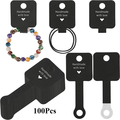 100pcs Self-Adhesive Jewelry Display Cards with Sturdy Clips - Perfect for Bracelets, Necklaces, Hair Ties, Keychains & More - Ideal Small Business Packaging Supplies