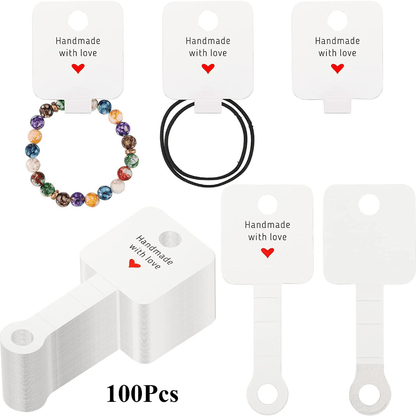 100pcs Self-Adhesive Jewelry Display Cards with Sturdy Clips - Perfect for Bracelets, Necklaces, Hair Ties, Keychains & More - Ideal Small Business Packaging Supplies