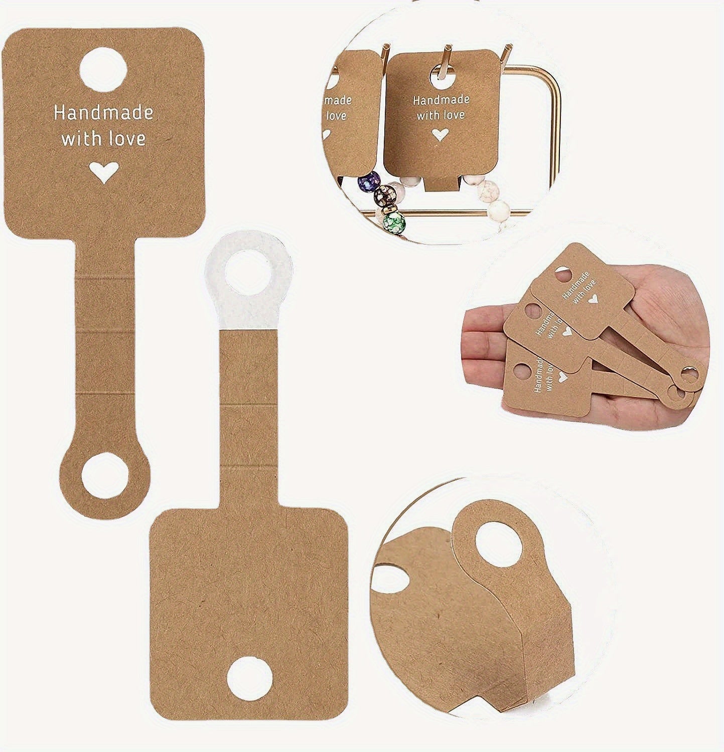 100pcs Self-Adhesive Jewelry Display Cards with Sturdy Clips - Perfect for Bracelets, Necklaces, Hair Ties, Keychains & More - Ideal Small Business Packaging Supplies