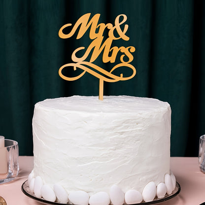 Elegant Acrylic Mr & Mrs Wedding Cake Toppers, 1 Piece, Bride and Groom Silhouette, Heart Design, Anniversary Celebration Decoration, No Feathers, For Ages 14+