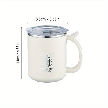 1pc 16.9oz/500ml Stainless Steel Insulated Coffee Mug with Lid & Handle - Double Layer Thermal Cup for Hot & Cold Beverages, Ergonomic Design, Keeps Drinks Hot/Cold for Hours, Durable & Stylish Student/Office Use, Coffee Trav