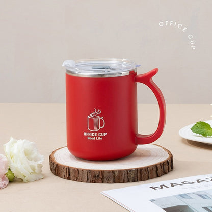 1pc 16.9oz/500ml Stainless Steel Insulated Coffee Mug with Lid & Handle - Double Layer Thermal Cup for Hot & Cold Beverages, Ergonomic Design, Keeps Drinks Hot/Cold for Hours, Durable & Stylish Student/Office Use, Coffee Trav