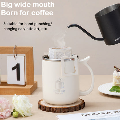 1pc 16.9oz/500ml Stainless Steel Insulated Coffee Mug with Lid & Handle - Double Layer Thermal Cup for Hot & Cold Beverages, Ergonomic Design, Keeps Drinks Hot/Cold for Hours, Durable & Stylish Student/Office Use, Coffee Trav